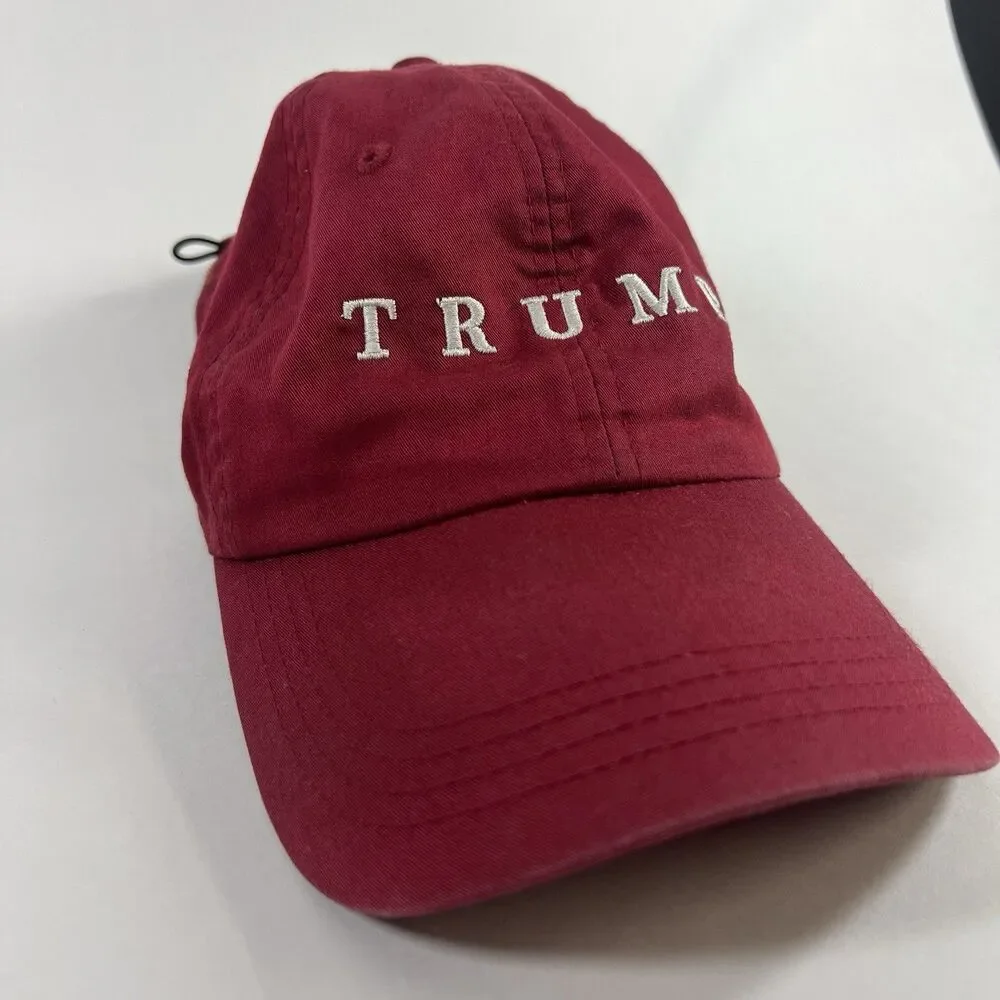 Trump Golf Hat Red Strapback Ahead Lightweight USA Flag Adjustable Cap Preowned